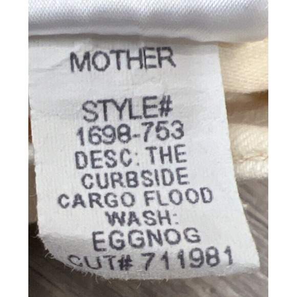 Mother Denim Womens 29 The Curbside Cargo Flood Jeans Ivory High Rise Retro Boho - Picture 5 of 8
